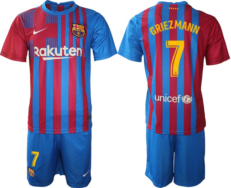Men 2021-2022 Club Barcelona home blue #7 Nike Soccer Jersey